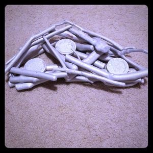 Silver wood 3 piece candle holder